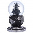 Boule  neige gothique Baphomet sur globe terrestre noir - 18,5cm