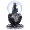 Boule  neige gothique Baphomet sur globe terrestre noir - 18,5cm