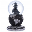 Boule  neige gothique Baphomet sur globe terrestre noir - 18,5cm