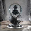 Boule  neige gothique Baphomet sur globe terrestre noir - 18,5cm