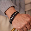 Bracelet homme multi-rangs noir  perles bleues facettes et triangles