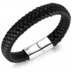 Bracelet homme tress lgant en similicuir noir