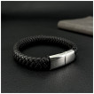 Bracelet homme tress lgant en similicuir noir