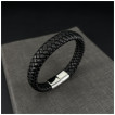 Bracelet homme tress lgant en similicuir noir