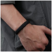 Bracelet homme tress lgant en similicuir noir