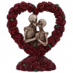 Dcoration gothique Coeur de roses  couple de squelettes (13cm)