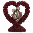 Dcoration gothique Coeur de roses  couple de squelettes (13cm)