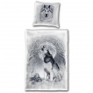 Drap housse double face (135x200cm) avec loup dans une fort enneige + 1 taie d'oreiller