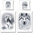 Drap housse double face (135x200cm) avec loup dans une fort enneige + 1 taie d'oreiller