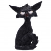 Figurine chat noir levant les yeux au ciel (21cm)