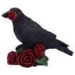 Figurine Corbeau tenant une rose rouge (14cm)