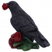 Figurine Corbeau tenant une rose rouge (14cm)