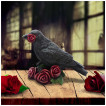 Figurine Corbeau tenant une rose rouge (14cm)