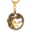 Pendentif homme dor Mdusa en acier