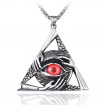 Pendentif homme Triangle  oeil rouge et mains en acier