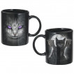 Lot de 2 mugs  chat chauve-souris et chat aux yeux violets