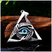 Pendentif homme Triangle  oeil bleu et mains en acier