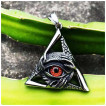 Pendentif homme Triangle  oeil rouge et mains en acier