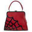 Sac  main trapze rouge avec motif en toile d'araigne