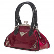 Sac  main verni rouge avec dtails noirs et dcorations toiles d'araigne