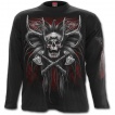 T-shirt homme gothique à manches longues avec chef indien et crane hybride