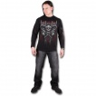 T-shirt homme gothique à manches longues avec chef indien et crane hybride