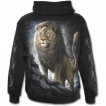 Sweat-shirt  capuche homme noir  zip avec Lion fier en armure