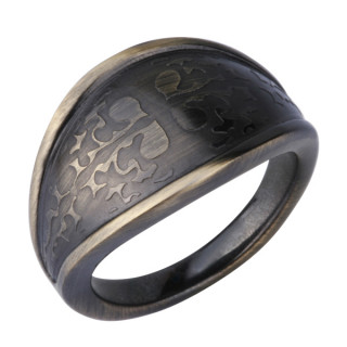 Bague femme acier cuivr  reliefs