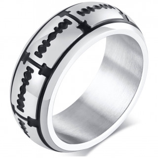 Bague homme en acier  lames de rasoir graves