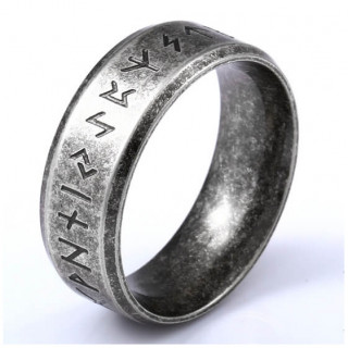 Bague homme viking en acier vieilli  runes