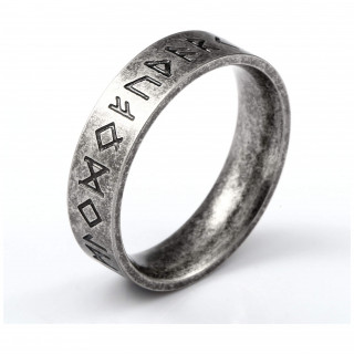 Bague viking homme  runes en acier vieilli