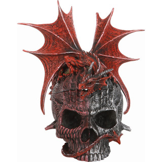 Boite tte de mort dco  dragon rouge "SERPENT INFECTION" (20,3cm)