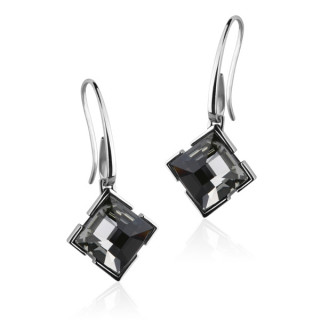 Boucles d'oreilles acier design  losange et pierre transparente