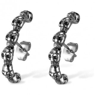 Boucles d'oreilles gothiques acier  arc de cranes (Paire)