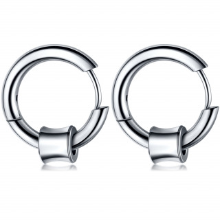 Boucles d'oreilles homme acier  cylindre concave (paire)