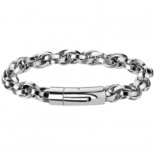 Bracelet homme acier  maillons serrs et fermoir cylindrique