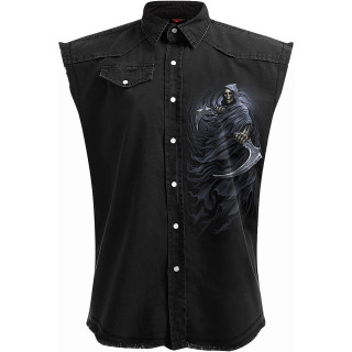 Chemise sans manche homme gothique avec la Mort  2 lames style faucilles