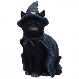 Figurine chat  chapeau et cape de sorcier (18,5cm)