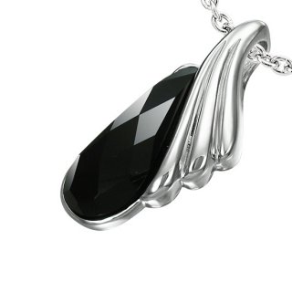 Pendentif acier larme noire