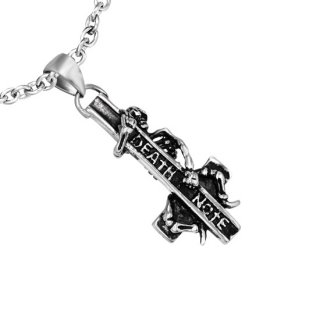 Pendentif acier monogramme "Death Note" avec squelette