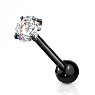 Piercing barbell acier noir  zirconium griff