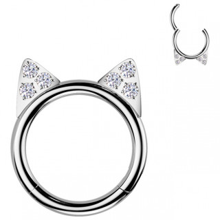 Piercing hlix anneau  oreilles de chat sertis en Titane