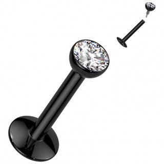 Piercing labret Titane noir  zirconium et base convexe (lvre, tragus, hlix...)