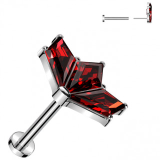 Piercing nez nostril Titane  ventail de zirconiums rouges (push-in)