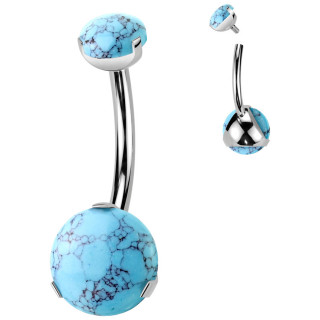 Piercing nombril Titane ASTM F-136  pierres de Turquoise