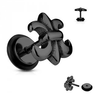 Piercing style faux plug fleur de lys noire