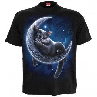 T-shirt homme  chat noir sur croissant de lune