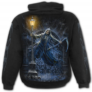 Sweat capuche homme gothique avec La Mort dansant sous la pluie