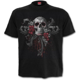 Achat T-shirt homme avec tête de mort, femme masquée et roses pas cher