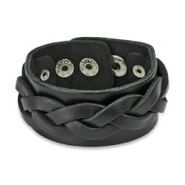 Bracelet de force cuir vegan artisanal noir, anneau martelé, cuir de liège,  gothique, rock, biker